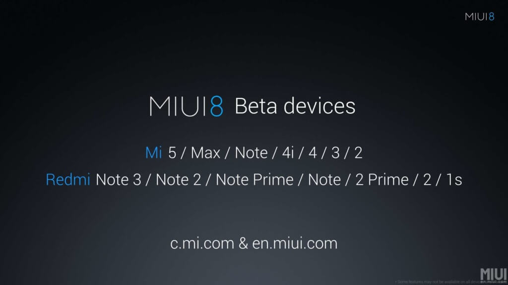 List of Devices getting MIUI 8 Global Stable ROM