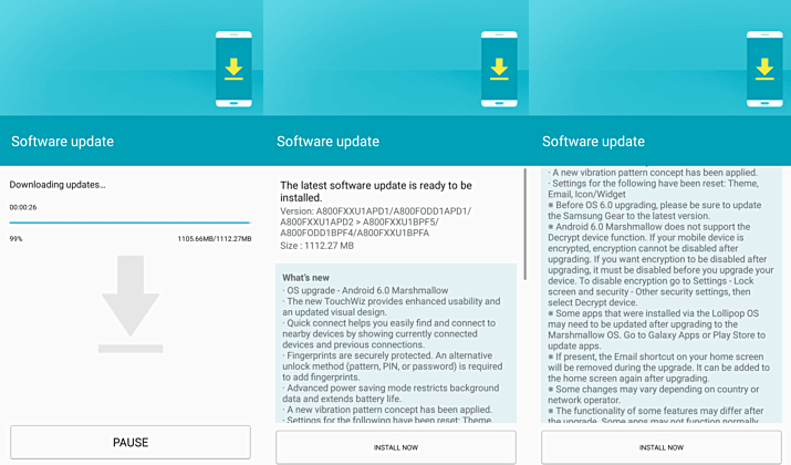 Galaxy A8 A800FXXU1BPF5 Marshmallow update is now available