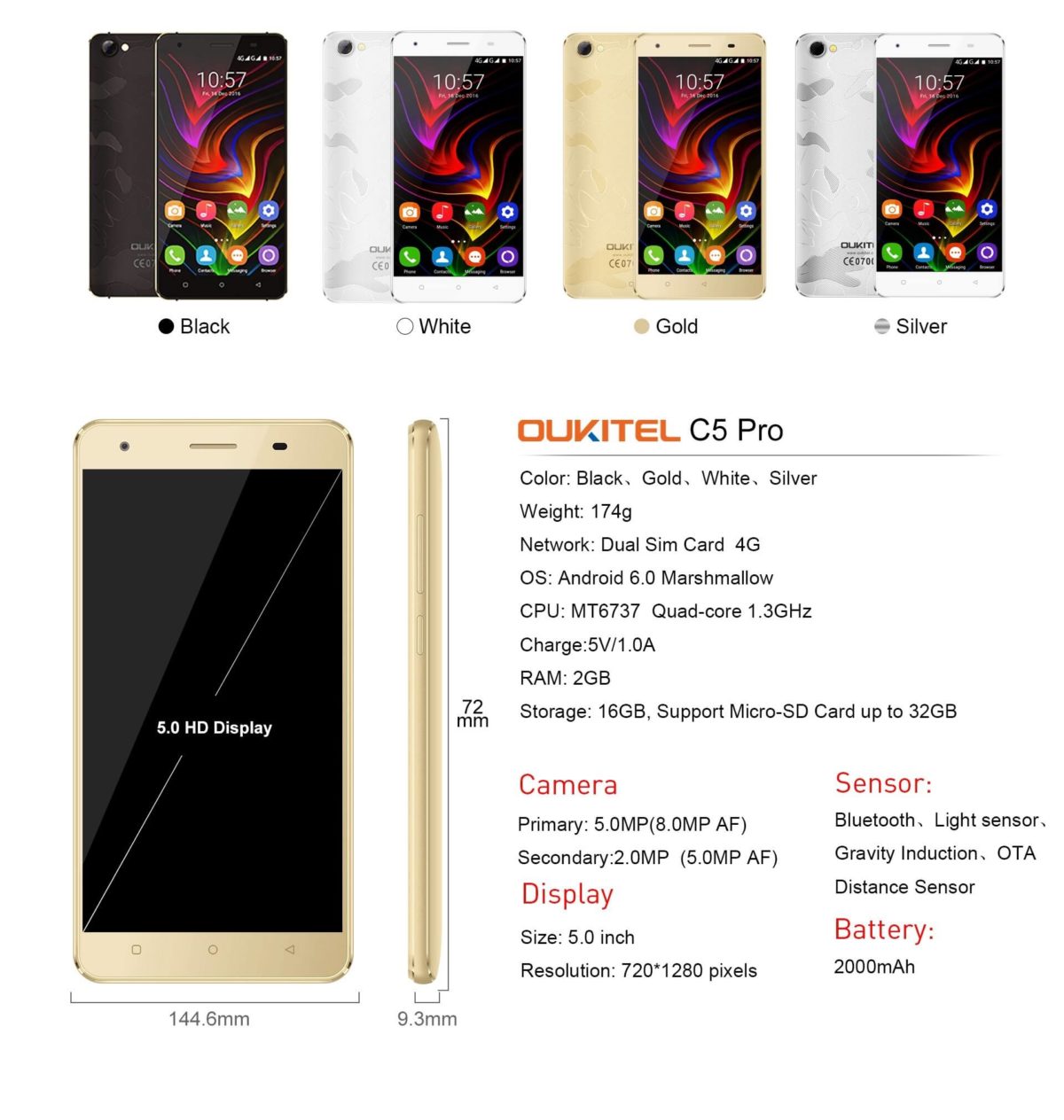 OUKITEL C5 Pro full Specifications and will be priced under $75