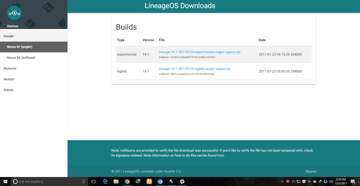 LineageOs official build