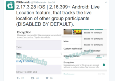 Whatsapp will enable live location sharing soon