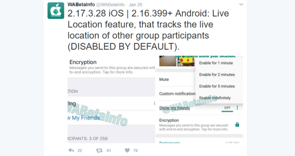 Whatsapp will enable live-location sharing soon