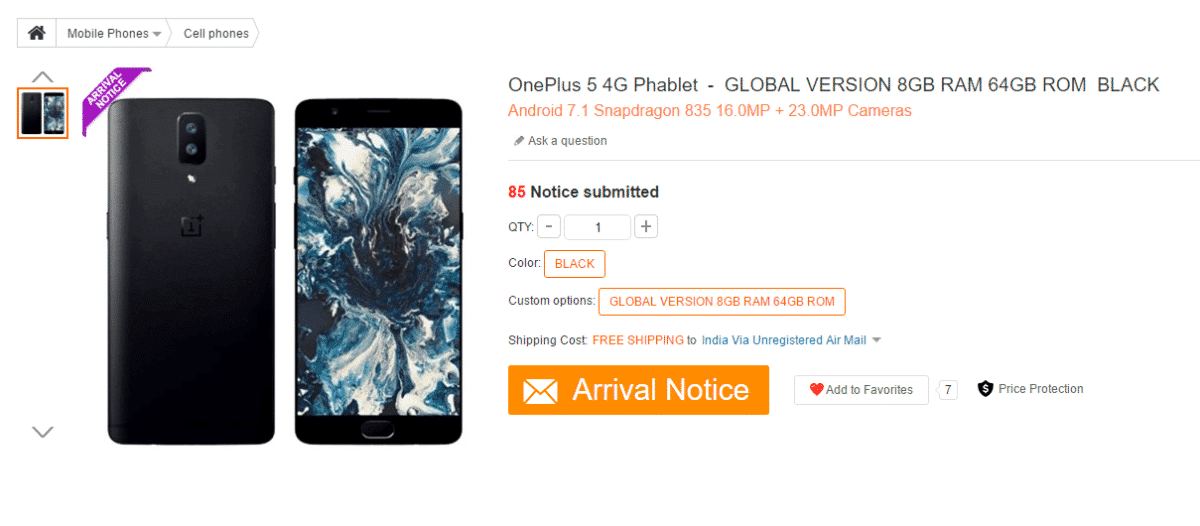 OnePlus 5 on GearBest