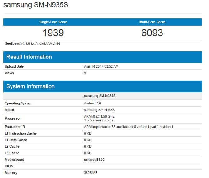 Refurbished Galaxy Note 7 spotted on GeekBench