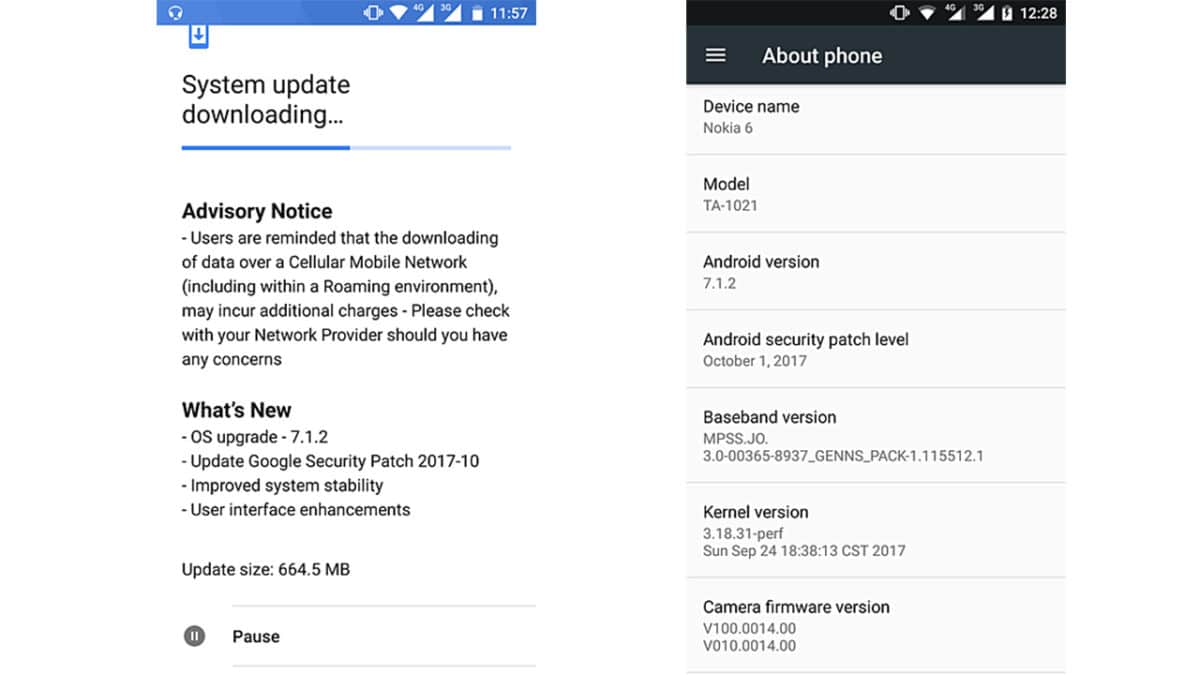 Nokia 6 Android 7.1.2 Update with October Security Patch