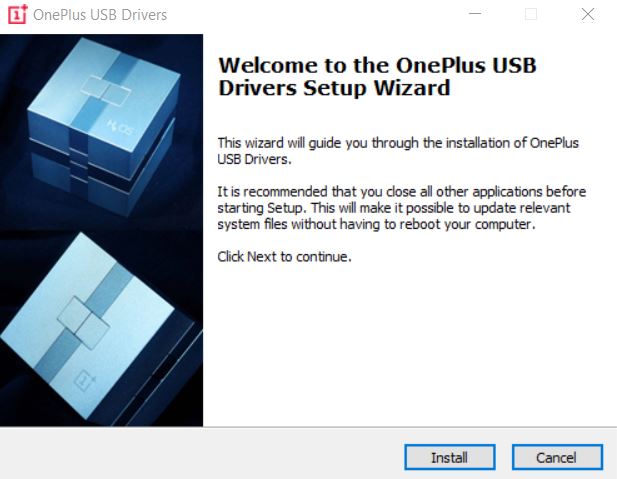 OnePlus 5T USB Drivers Setup Wizard Popup