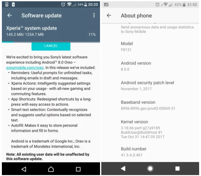 Xperia X Performance Gets Android 8.0 Oreo 41.3.A.0.401 Update
