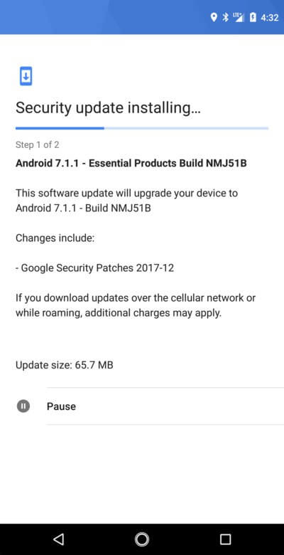 Download and Install Essential Phone (PH-1) NMJ51B December Security Patch [OTA]