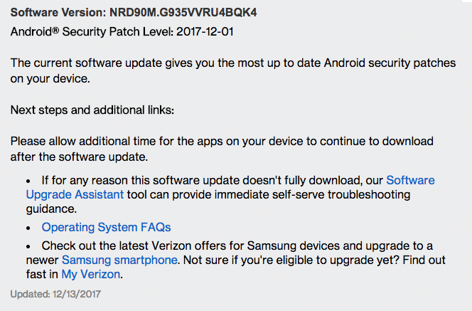 Verizon Galaxy S7 and S7 Edge have started receiving G930VVRU4BQK4 and G935VVRU4BQK4 Update