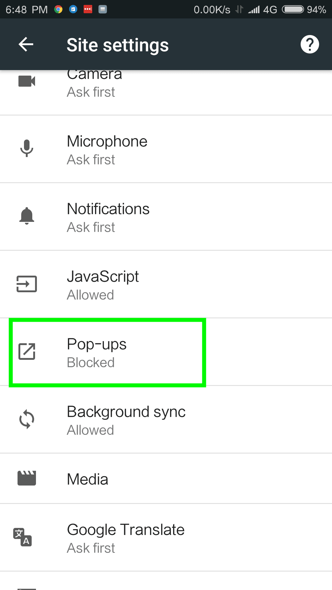 Block Pop-Up Ads On Android -Chrome