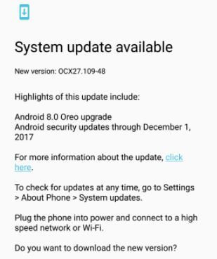 Sprint Moto Z2 Force OCX27.109.48 Android Oreo 8.0 OTA Update