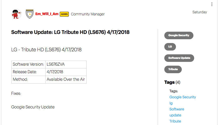 Sprint LG Tribute HD LS676ZVA April 2018 Security Patch (OTA Update)