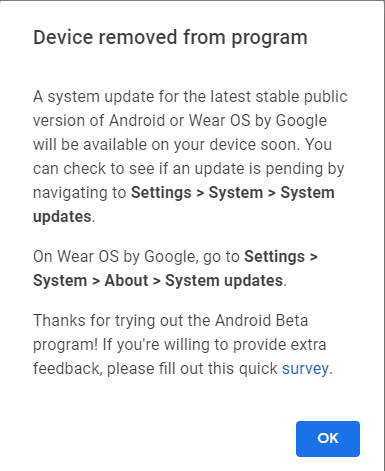 Android P Beta removed