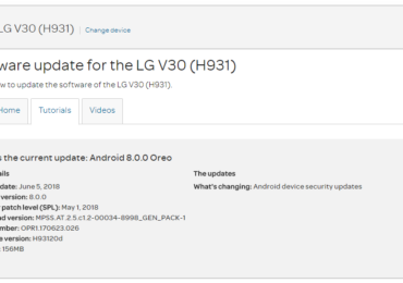 AT&T LG V30 H93120d May 2018 Security Patch Update (Oreo)