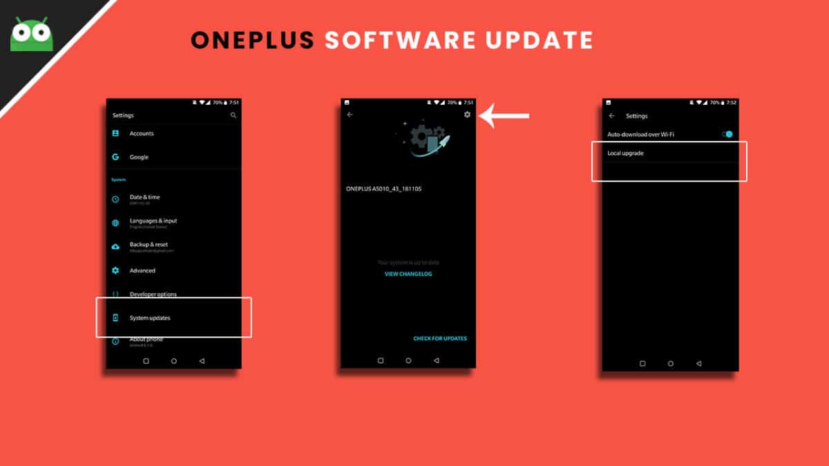 OnePlus Software Update from settings