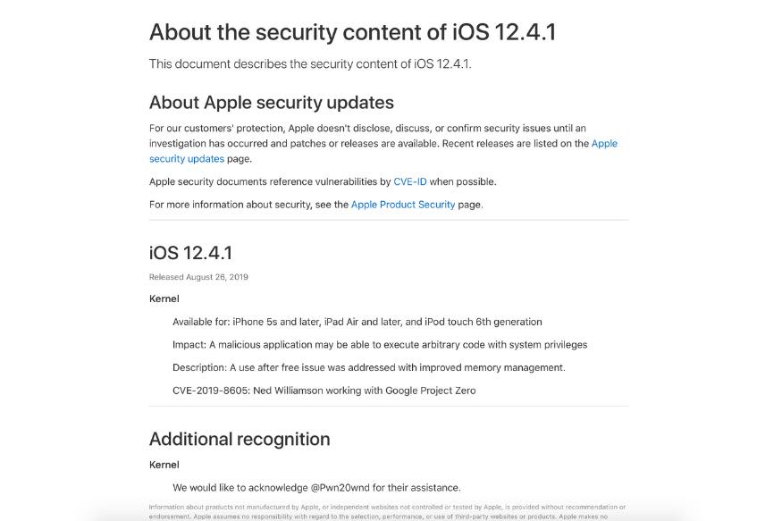 iOS 12.4.1 security update released by Apple