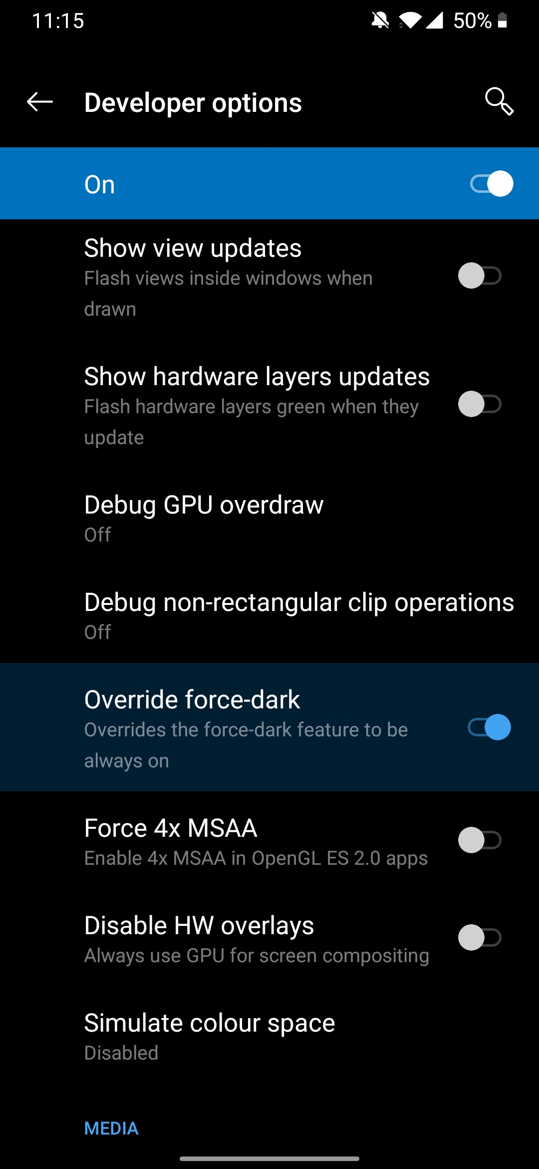 Override Force-dark On Android 10