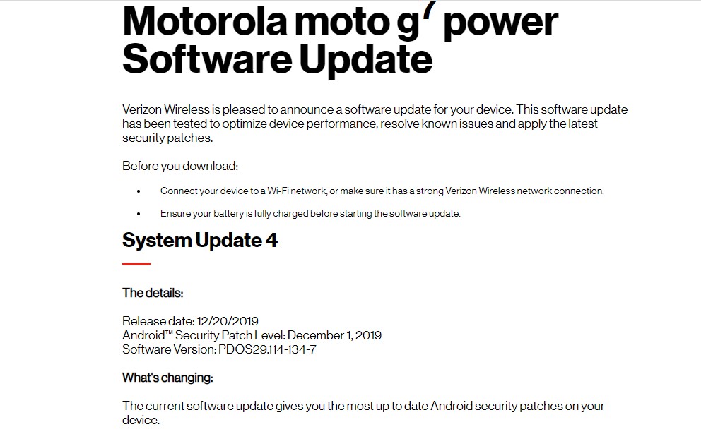 PDOS29.114-134-7: Download Verizon Moto G7 Power December 2019 Patch