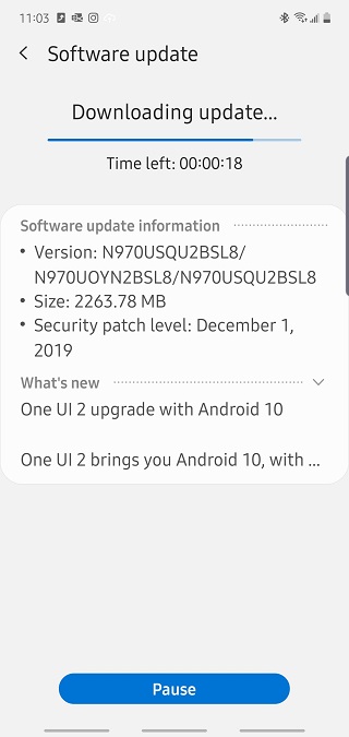BSL8 Android 10 Update T-Mobile Galaxy Note 10