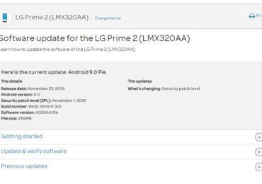 AT&T LG Prime 2's X320AA10e November 2019 patch update is now live
