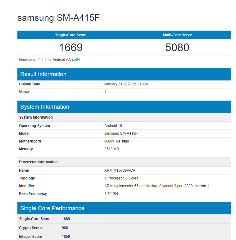 Galaxy A41 specs revealed as it spotted on Geekbench