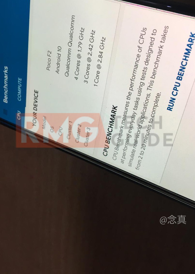 Poco F2 spotted online with Android 10 and new CPU specification