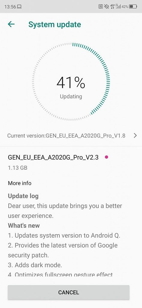 ZTE Axon 10 Pro Android 10 Update -version GEN_EU_EEA_A2020G_Pro_V2.3