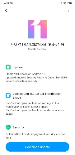 Global Mi 8 Pro MIUI 11.0.1.0 Android 10 update