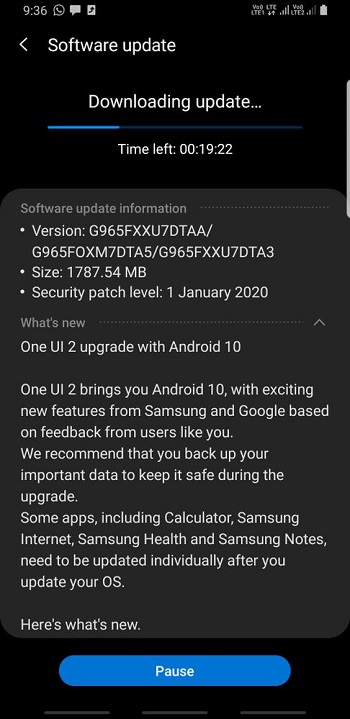 Galaxy S9 users in India are finally getting Android 10 (One UI2.0) Update