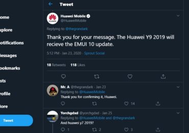Huawei Y9 2019 is going to get Android 10 (EMUI 10) update