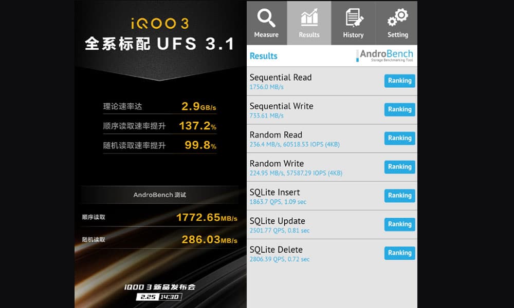 iQoo 3 coming soon in India, UFS 3.1 storage speed seems higher than Xiaomi Mi 10