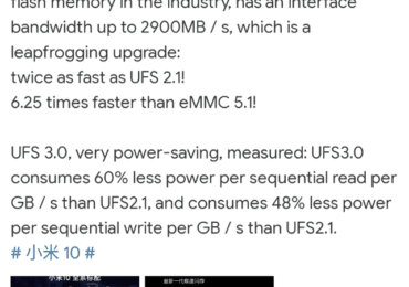 Xiaomi Mi 10 Series will come with UFS 3.0 Storage