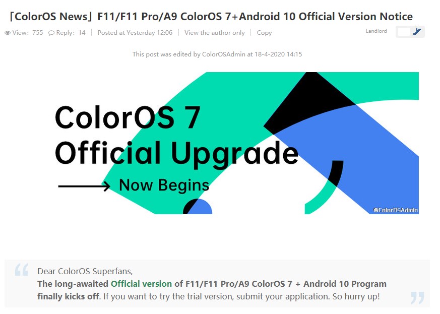 Oppo A9, Oppo F11 & F11 Pro Get Android 10 (ColorOS 7) stable update {vC.20}