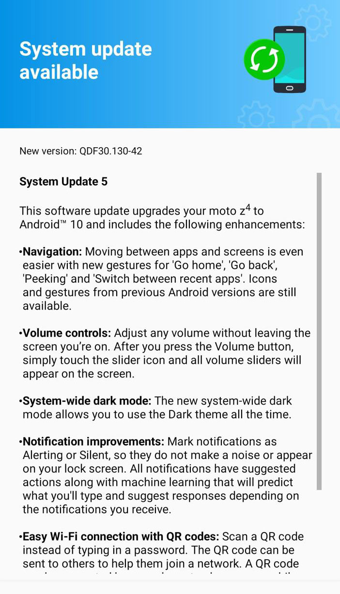 Verizon locked and unlocked Moto Z4 gets Stable Android 10 OTA update in United States