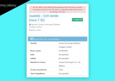 Huawei nova 7 SE 5G bags the NBTC certification