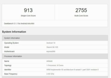 Xiaomi Mi 10E appeared on GeekBench