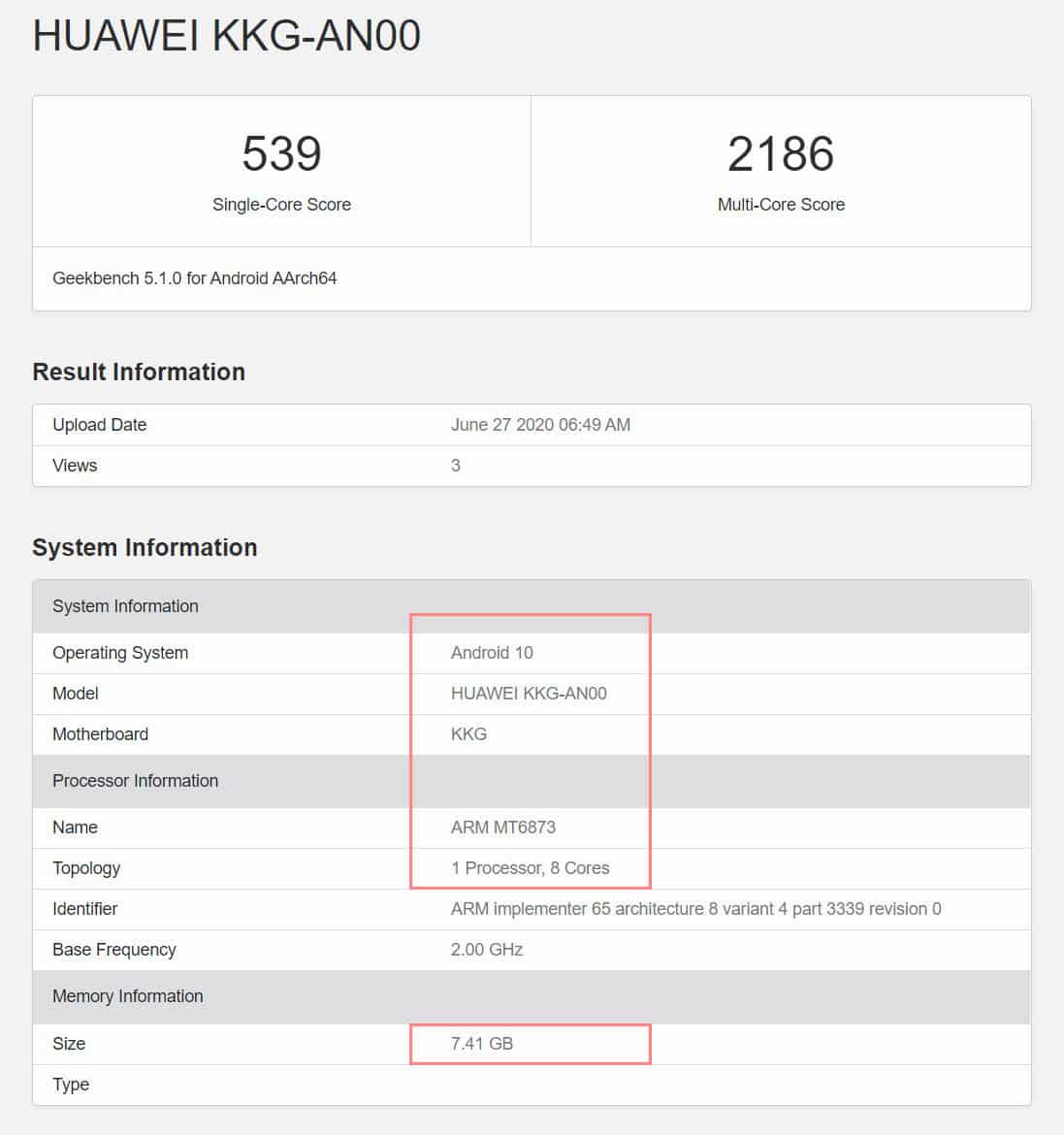Honor X10 Max 5G (KKG-AN00) visits Geekbench with Dimensity 800 SoC and 8GB RAM
