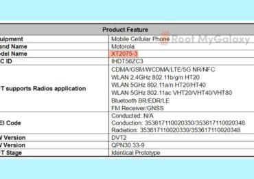 Motorola XT2075-3 5G Phone picks up FCC Certification
