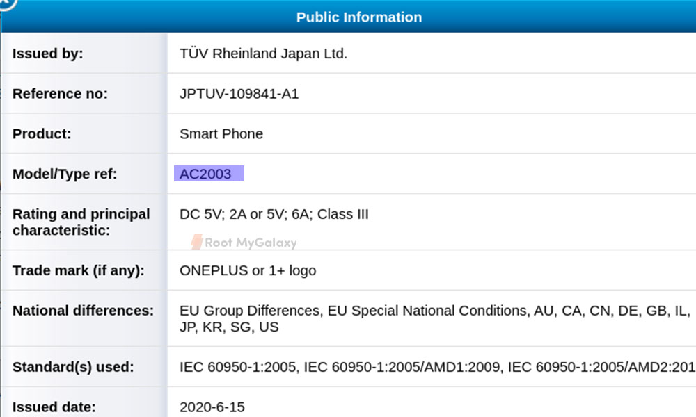 OnePlus Nord/ Z 5G listed on TÜV Rheinland certification