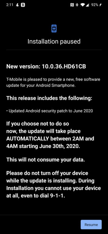T-mobile OnePlus 7T Pro 5G gets latest June 2020 security patch update