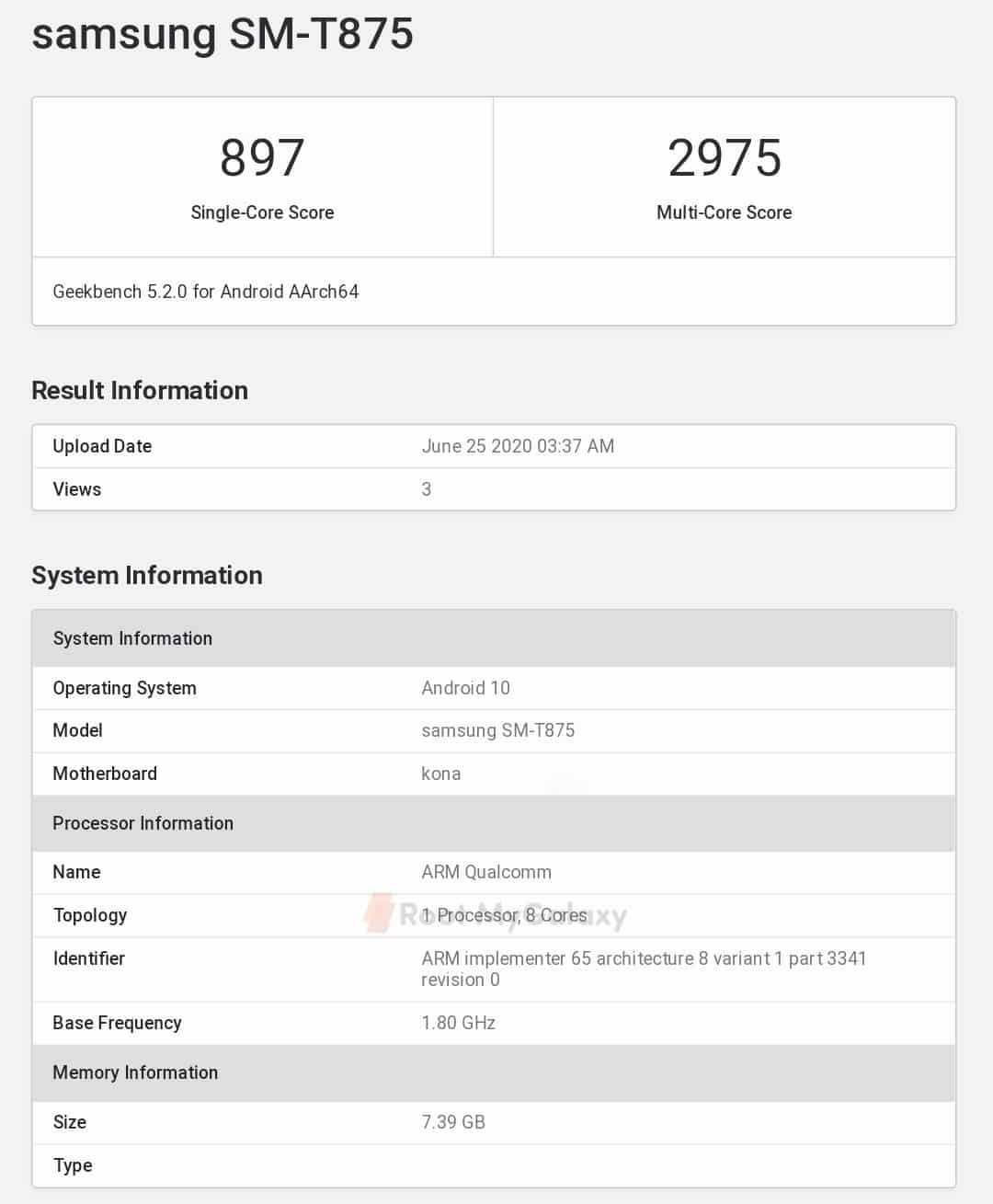 Galaxy Tab S7 5G with 8Gb Of RAM and Snapdragon 865 Processer spotted on Geekbench
