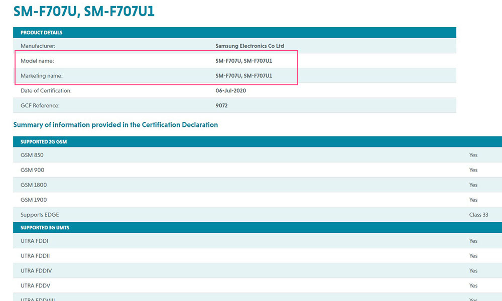 Galaxy Z Fold 2 spotted on Global Certification Forum (GCF)