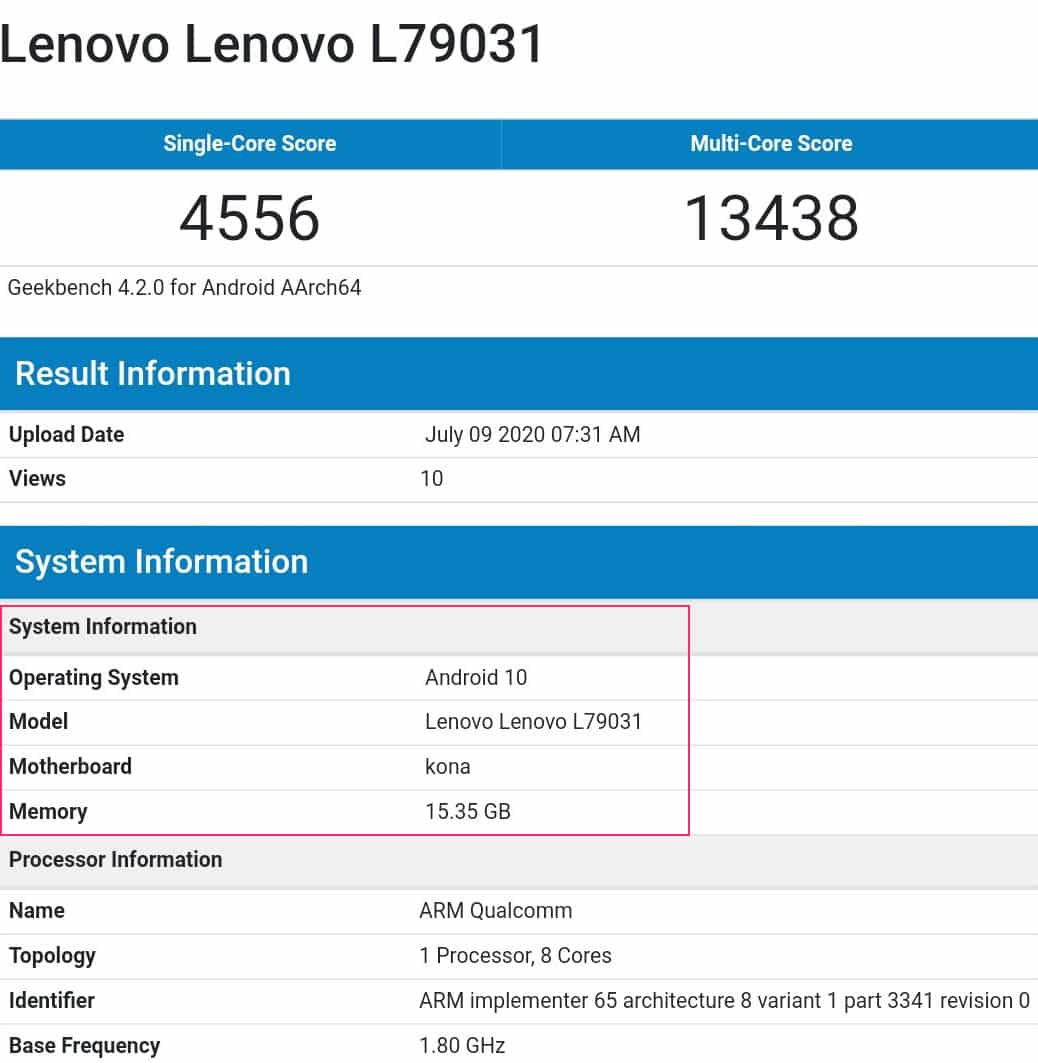 Lenovo Legion Gaming Phone Visits Geekbench with Snapdragon 865+ and 16GB of RAM