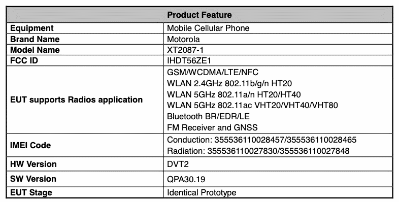 Moto G9 Plus - Fcc certification