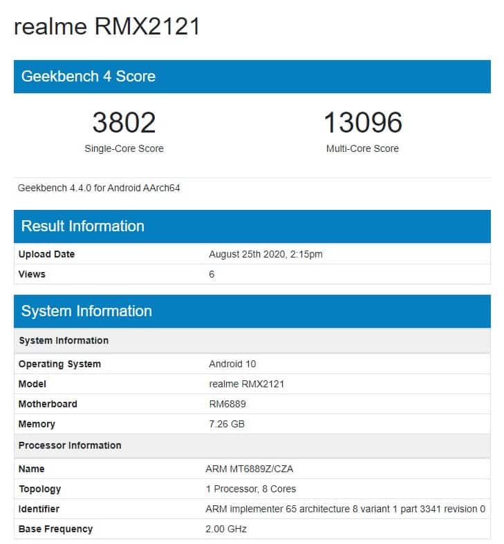 Realme X7 Pro 5G with Dimensity 1000+ SoC and 8GB RAM listed on Geekbench