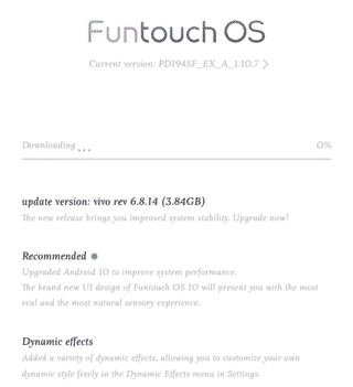Funtouch Os 10 update for Vivo S1 Pro