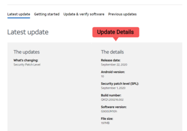 AT&T LG Velvet G900UM10h September 2020 patch update (QKQ1.200216.002)