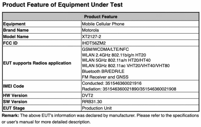 Motorola Capri - FCC details(2)
