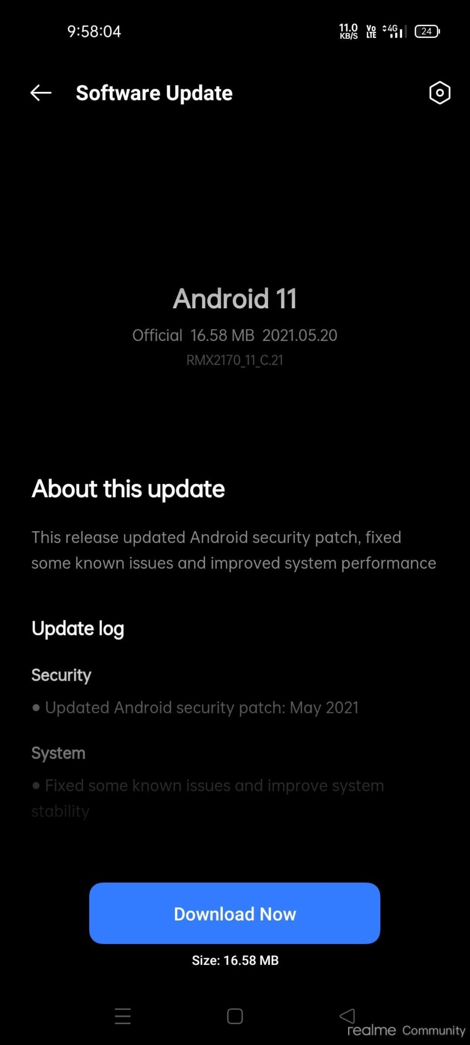 Realme 7 Pro May 2021 update changelog