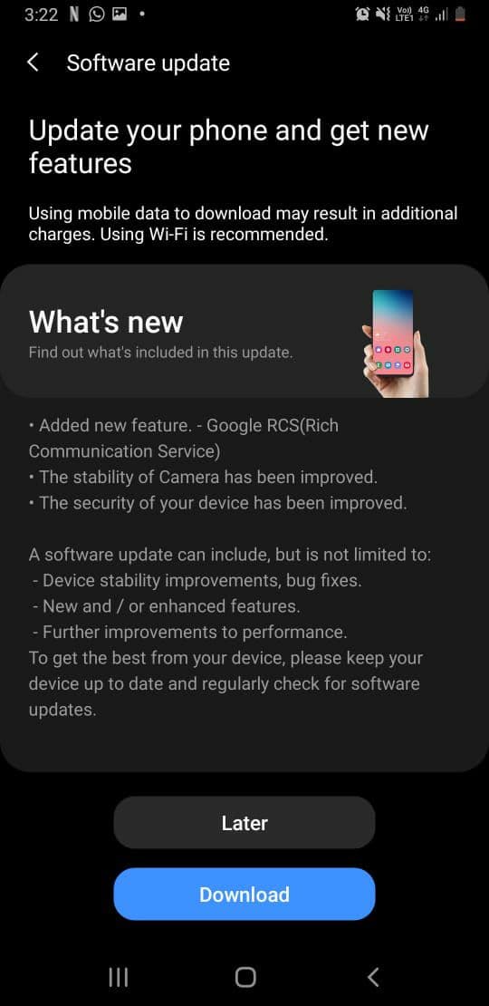 Samsung Galaxy A7 (2018) new update